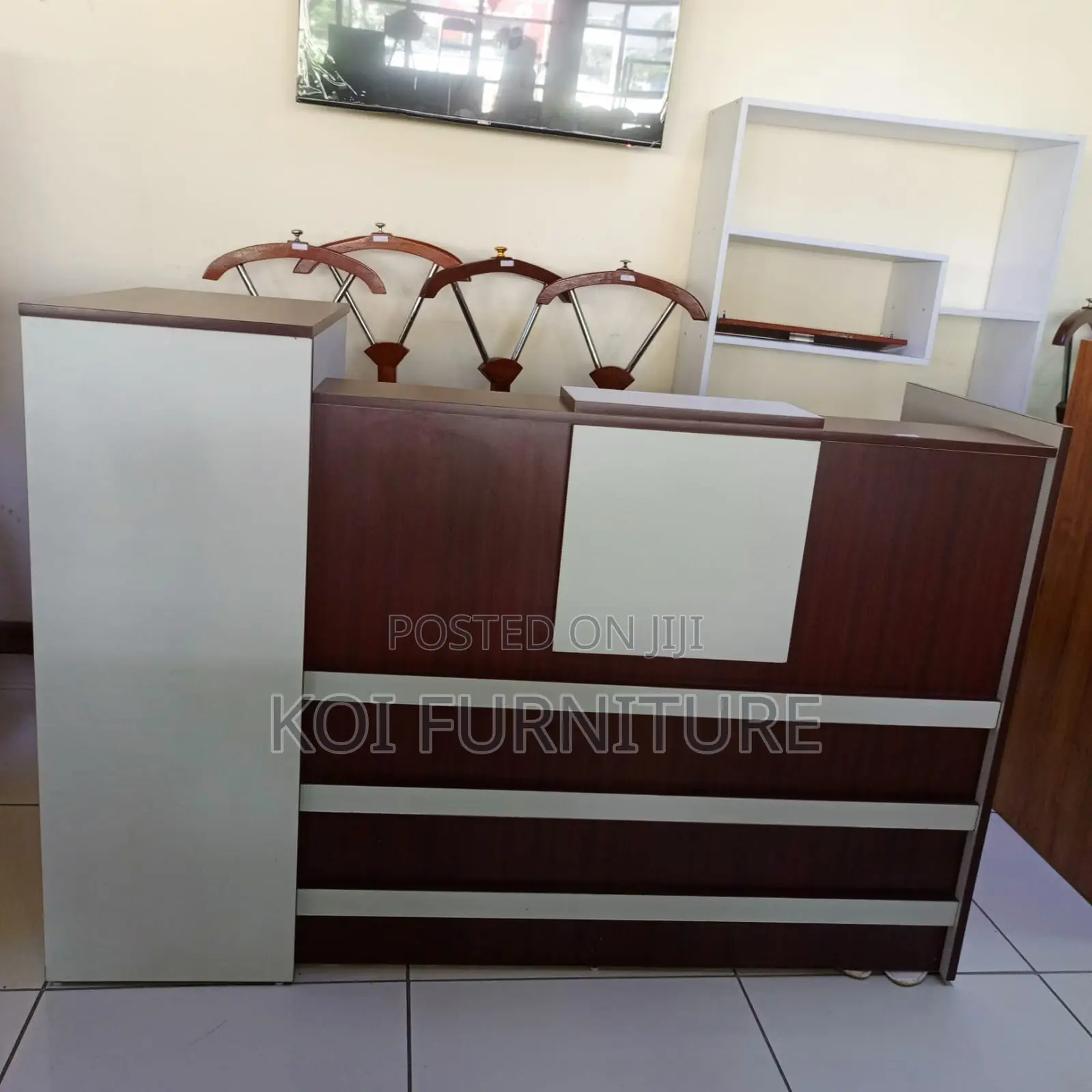 Office Desk : 1.6m Modern, Dual-Tone Reception Desk Units