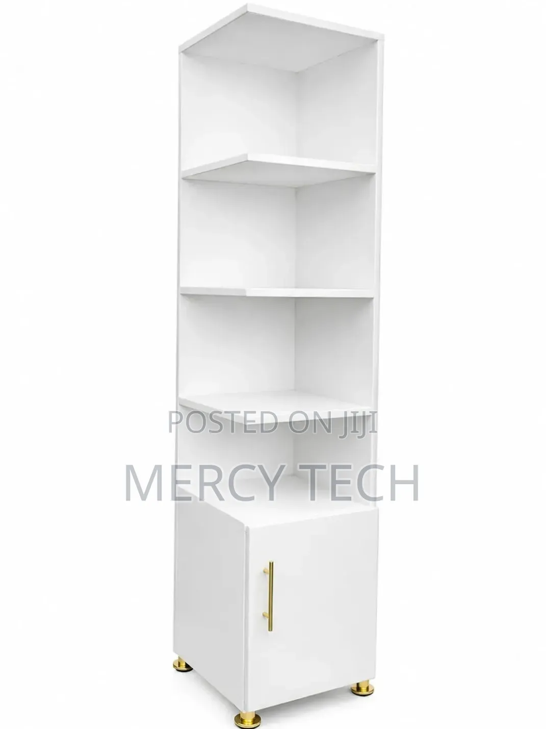 Modern White Tall Bookshelf With Cabinet