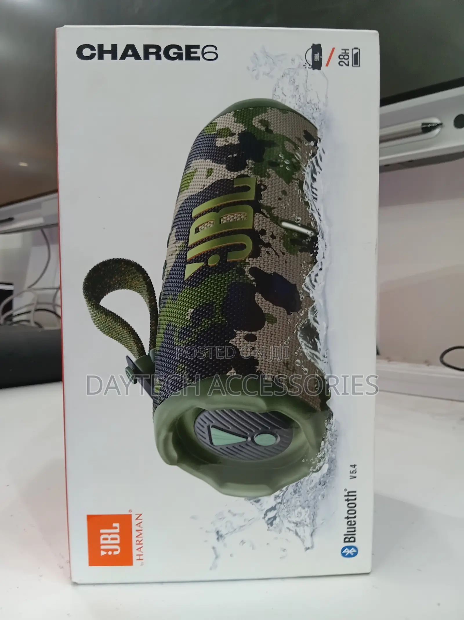 This Is a JBL Charge 6 Portable Bluetooth Speaker Camo Design.