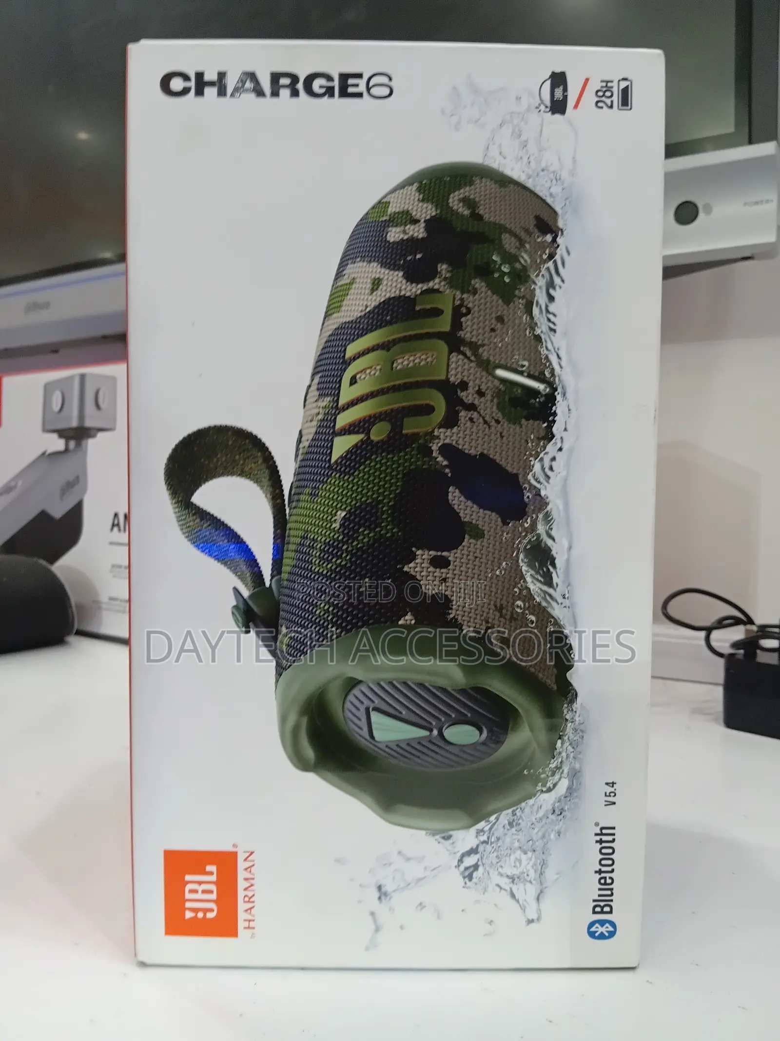 This Is a JBL Charge 6 Portable Bluetooth Speaker Camo Design.