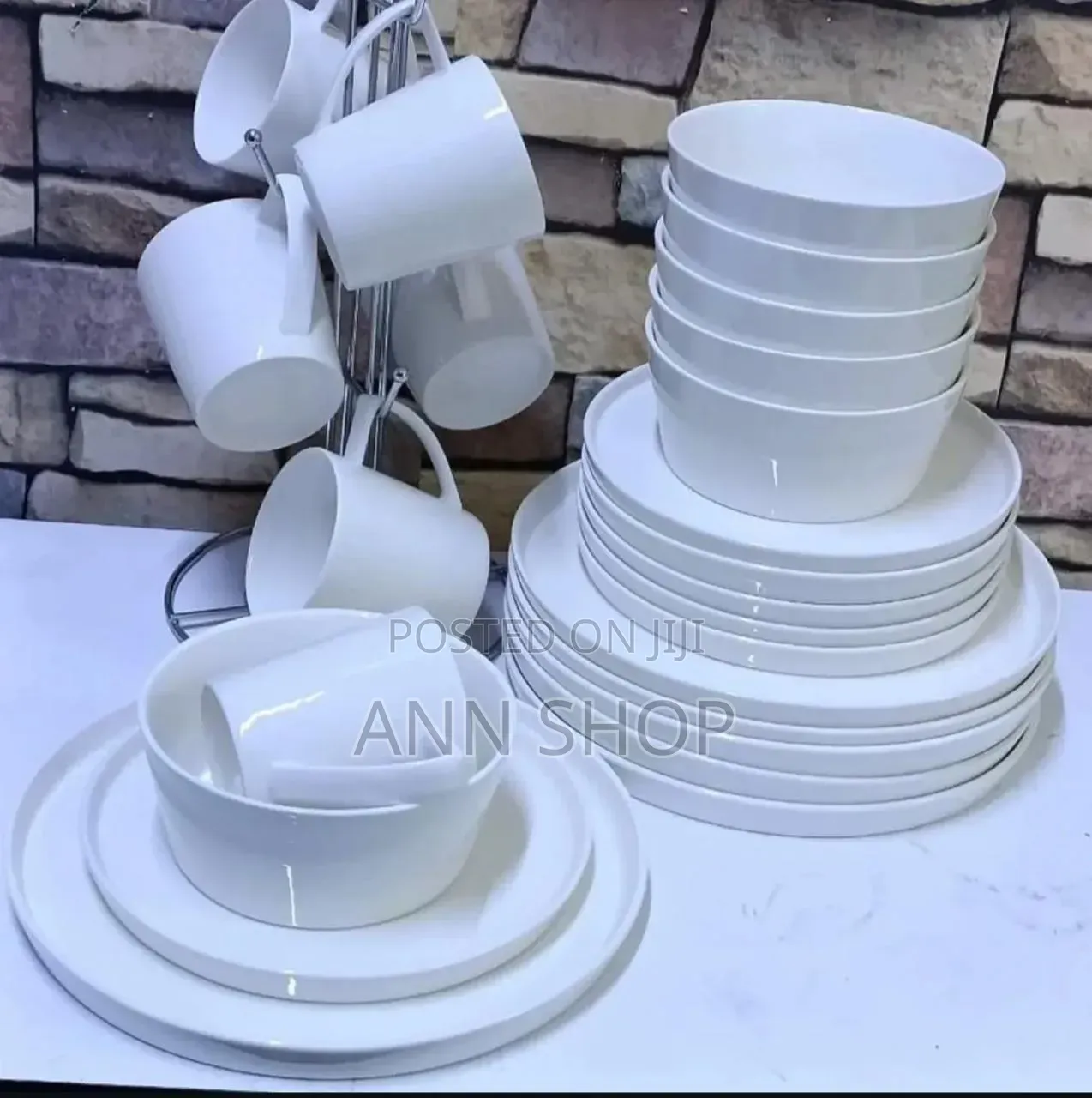 24 Pieces White Plain Dinner Set