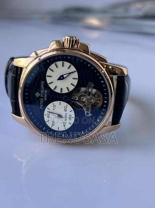 Patek Philippe Tourbillon Black Dial Black Leather Watch - thumbnail 2