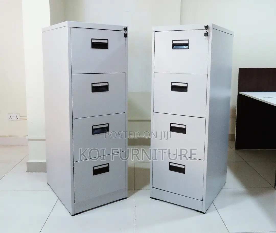 Office Cabinet : G12 Grey 4-Drawer Metallic Filing Cabinet