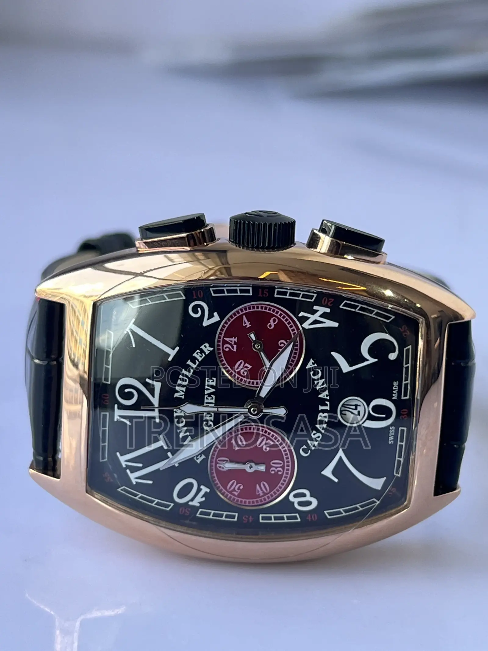 Franck Muller Casablanca Rose Gold Black Dial Red Accents Chronograph
