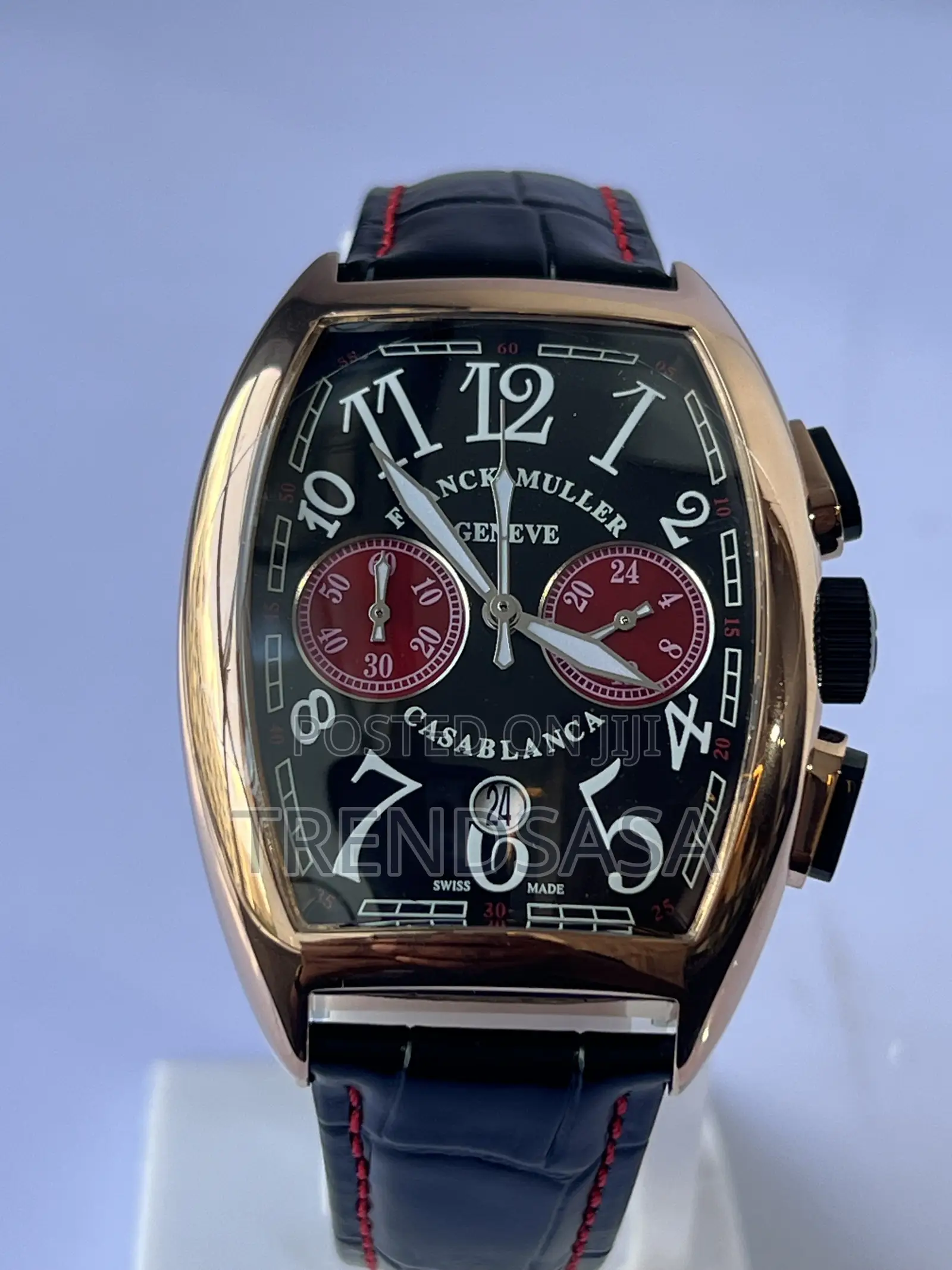 Franck Muller Casablanca Rose Gold Black Dial Red Accents Chronograph