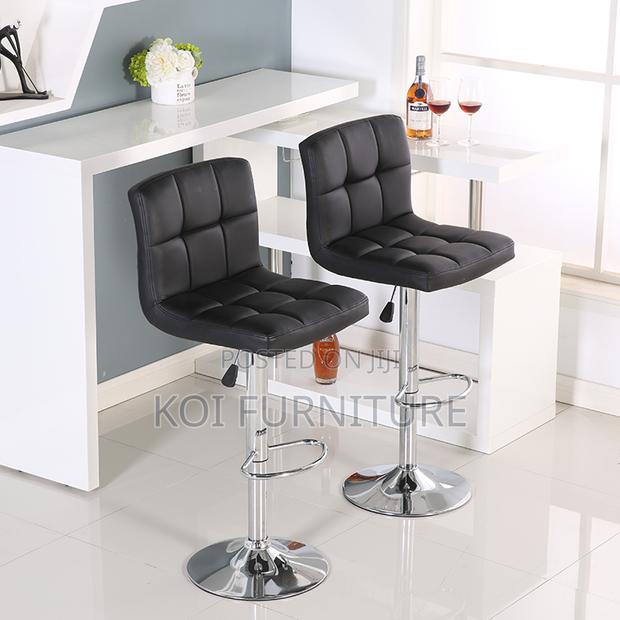 Bar Stool : Modern Black Bar Stools -Quilted Synthetic Leather Seats