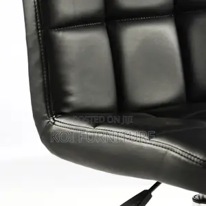 Bar Stool : Modern Black Bar Stools -Quilted Synthetic Leather Seats