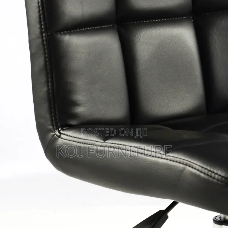 Bar Stool : Modern Black Bar Stools -Quilted Synthetic Leather Seats
