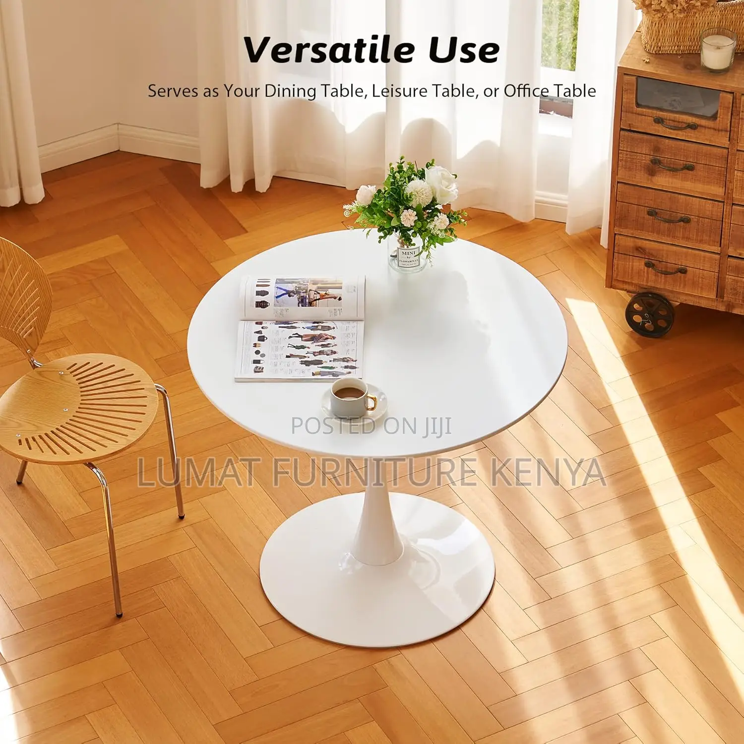 White Round Eames Table