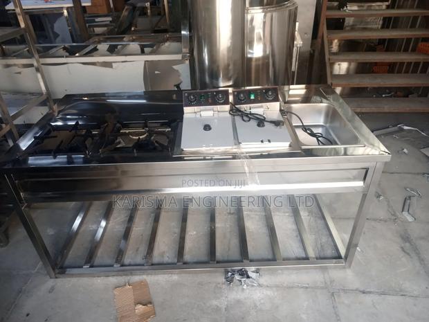 Stainless Steel Combination Cooker Unit Gas Burners and Deep Fryers
