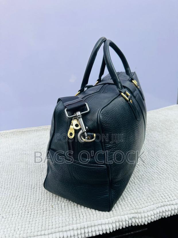 Black Classic Leather Duffle/Travel Bag - High Quality - thumbnail 3
