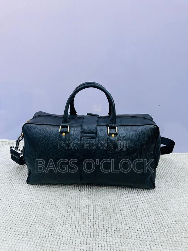 Black Classic Leather Duffle/Travel Bag - High Quality - thumbnail 4