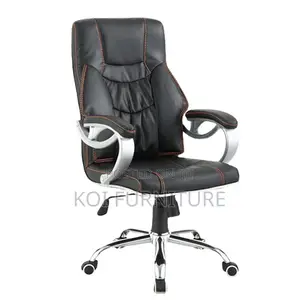 Office Desk : Dark Synthetic Leather Generic Executive Office Chair