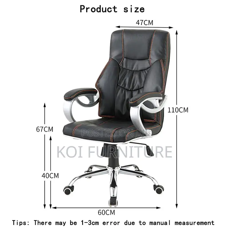 Office Desk : Dark Synthetic Leather Generic Executive Office Chair