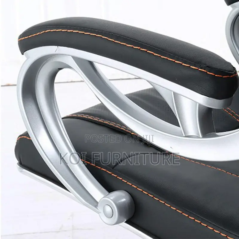Office Desk : Dark Synthetic Leather Generic Executive Office Chair