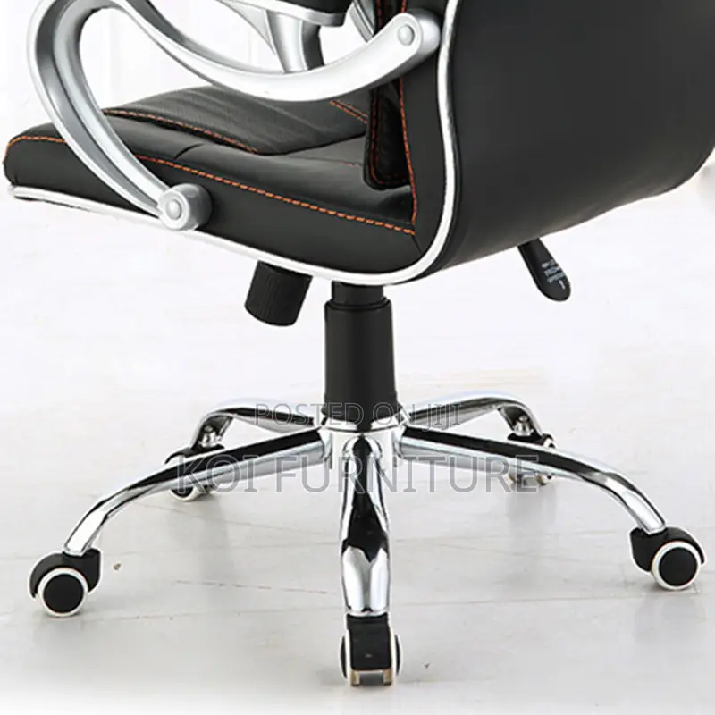 Office Desk : Dark Synthetic Leather Generic Executive Office Chair