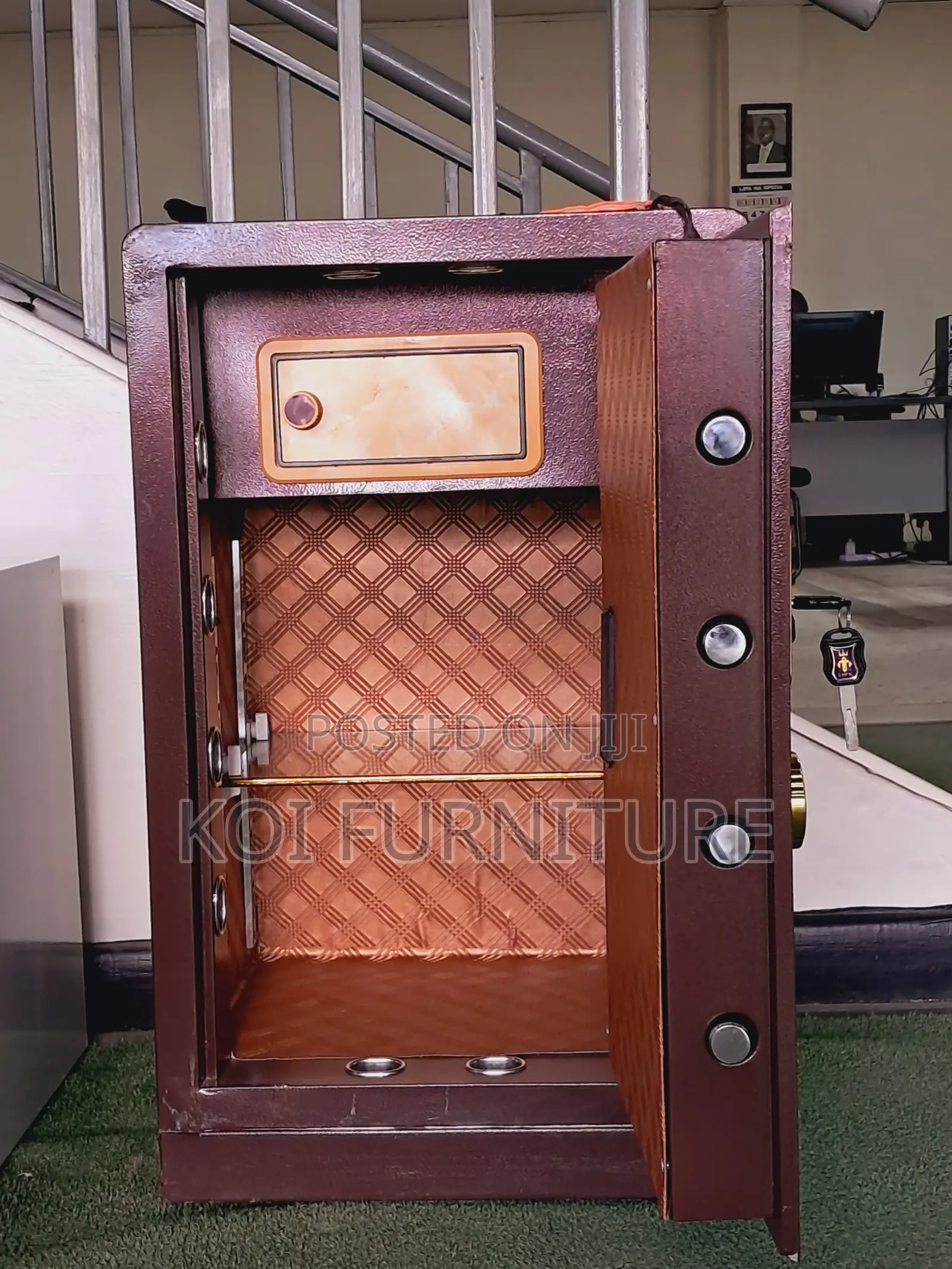 Office Safe : 80kg Heavy-duty Brown Steel Fireproof Safe