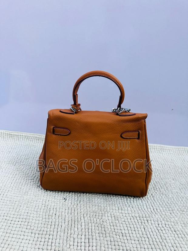 Hermès Style Kelly 35 Togo Leather Handbag – With Silver Hardware - thumbnail 4