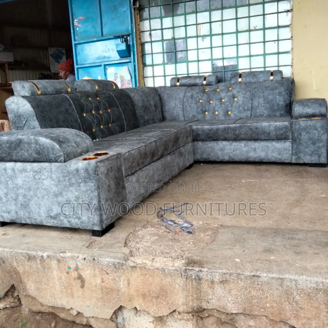 Brown L Sofa Seat
