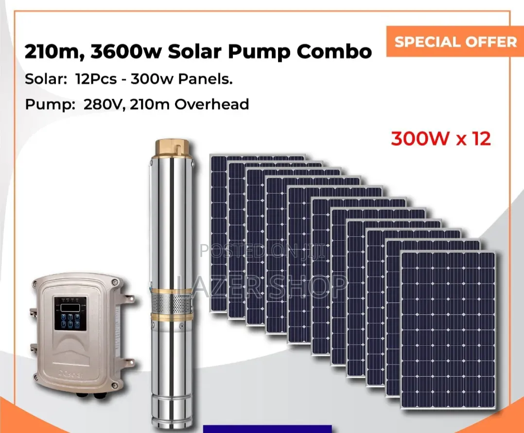 210m,3600w Solar Pump Combo