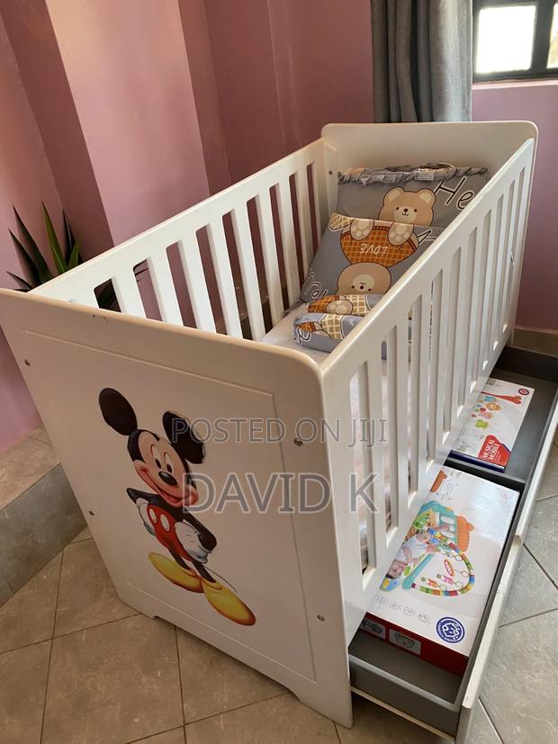 Baby Crib + Matress, Bumper Set, Sausage Pillows, and Bed Sheet
