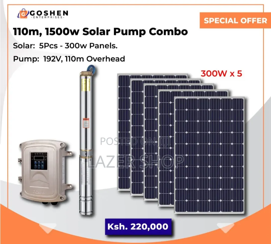 110m,1500w Solar Submersible Pump Combo