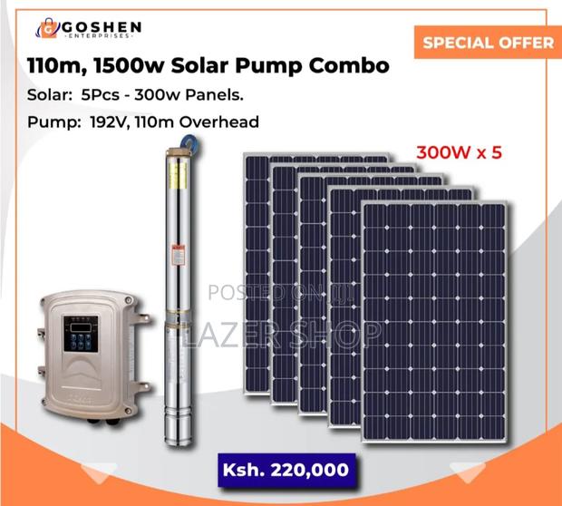 110m,1500w Solar Submersible Pump Combo