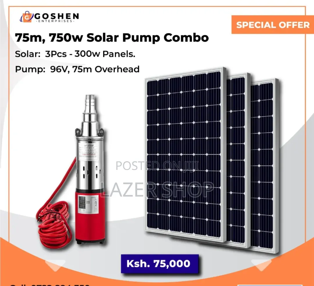 75m,750w Solar Pump Combo