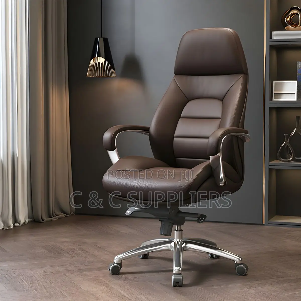 Elegant Silver Executive Chair With Lumbar Support Casters Included