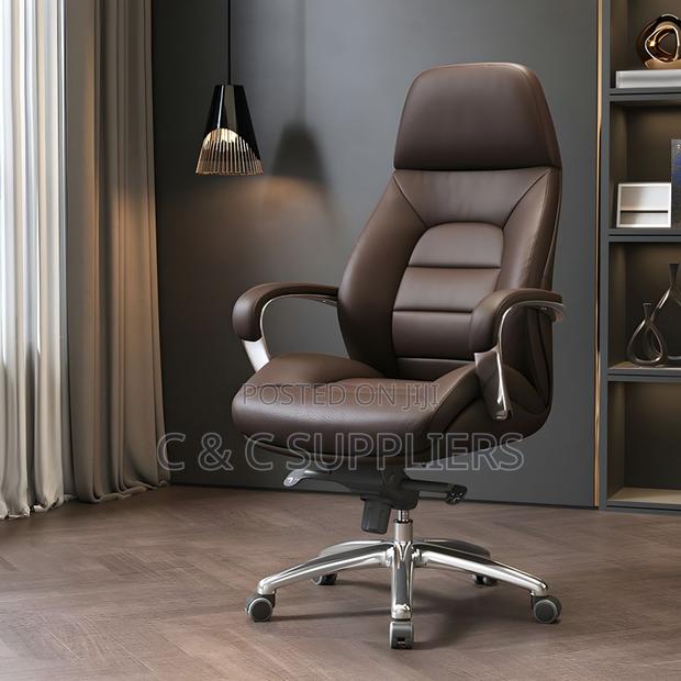Elegant Silver Executive Chair With Lumbar Support Casters Included