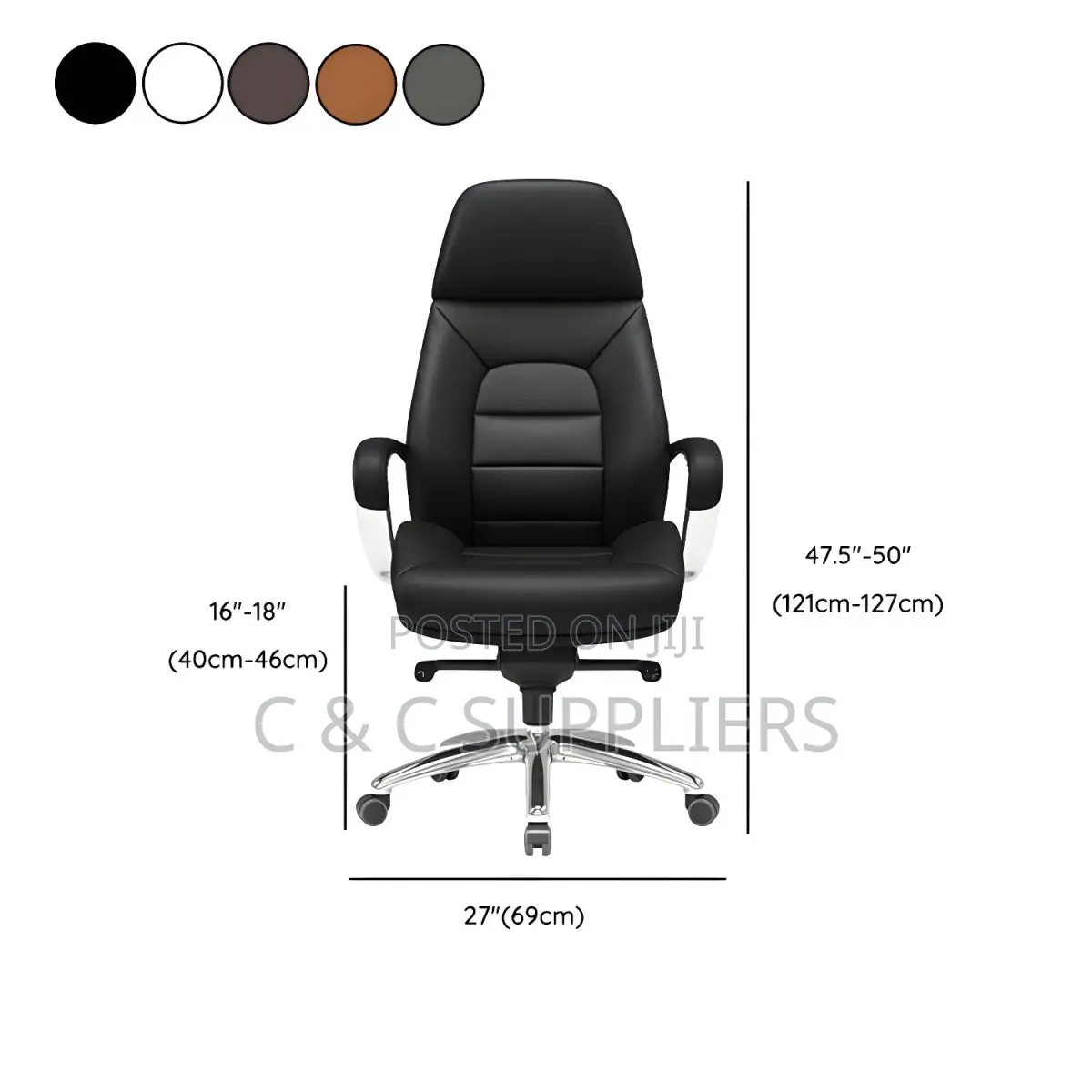 Elegant Silver Executive Chair With Lumbar Support Casters Included