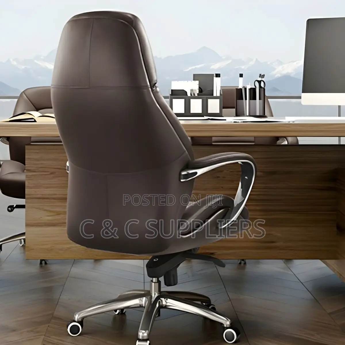 Elegant Silver Executive Chair With Lumbar Support Casters Included
