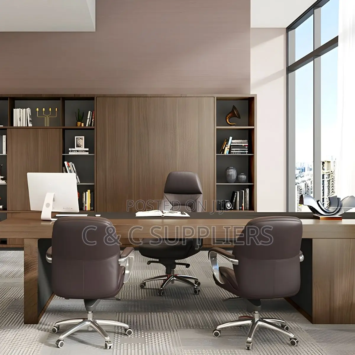 Elegant Silver Executive Chair With Lumbar Support Casters Included