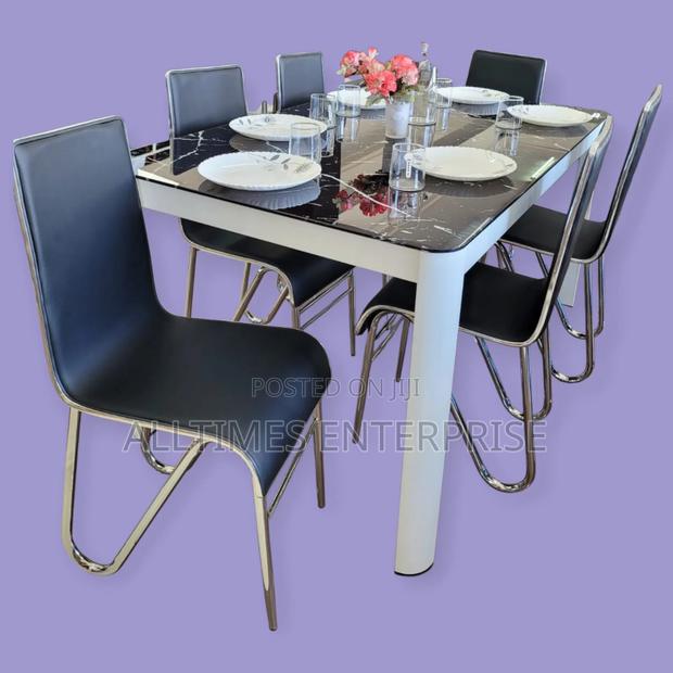 Executive Marble Glass Top Six Sitter Dinning Table
