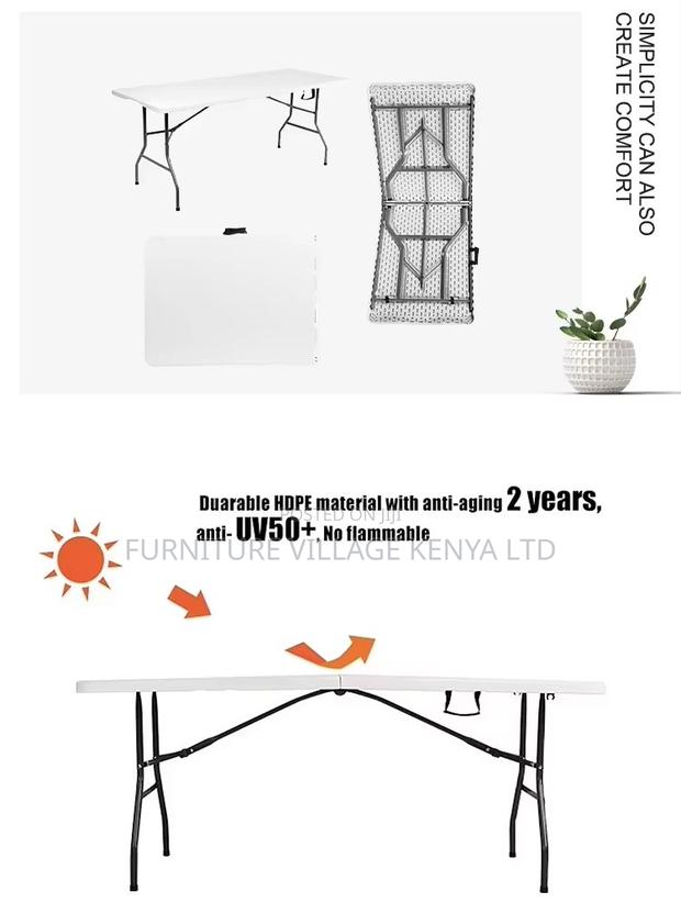 1.8m Folding White Outdoor Portable Plastic Table - thumbnail 7