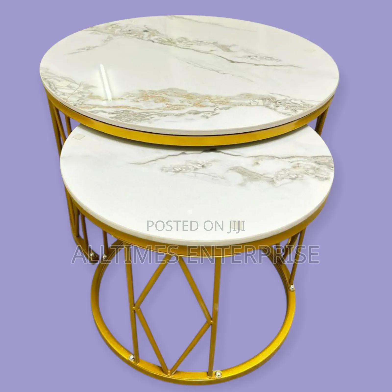 Modern Luxury 2in1 Pure Marble Nesting Tables