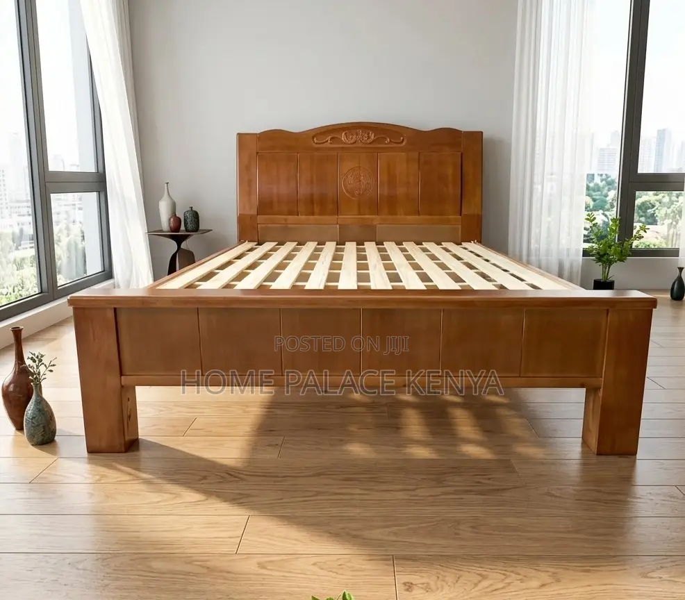 King Size Bed: Mahogany Bed With 10inch Matress and 2 Nightstands
