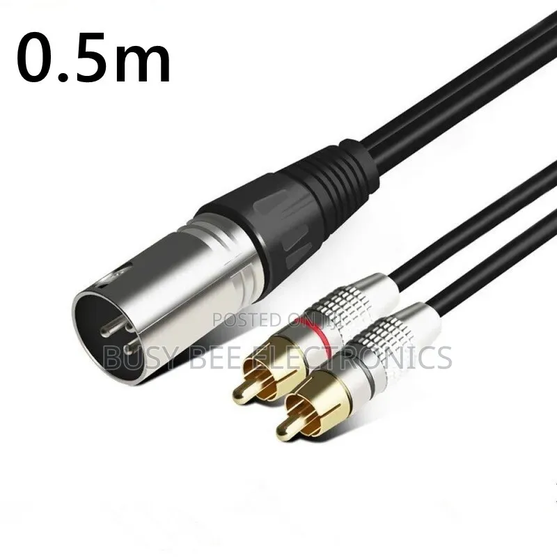XLR Male to 2 X Phono Phonos Rca Rcas Plug Cable Adaptor
