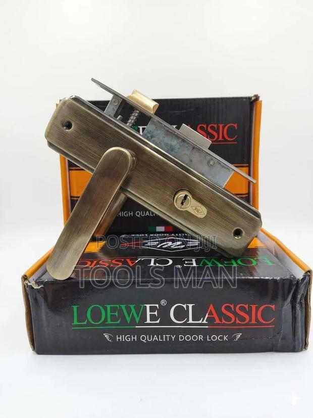 Loewe Classic High Quality Antique Brass Door Lock - Complete Set.