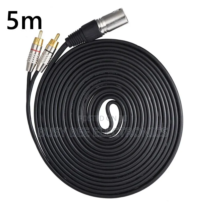 5m XLR Male to 2 X Phono Phonos Rca Rcas Plug Cable Adaptor
