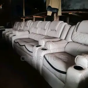 Grey Leather 7 Seater Sofa Set