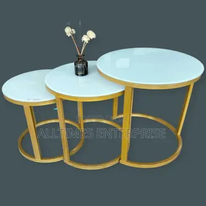 3 in 1 Executive Glass Effect Marble Table
