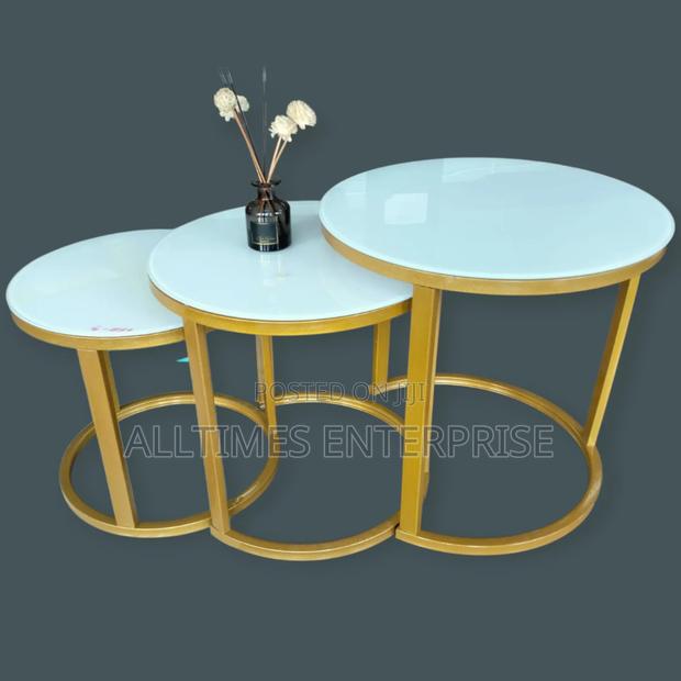 3 in 1 Executive Glass Effect Marble Table
