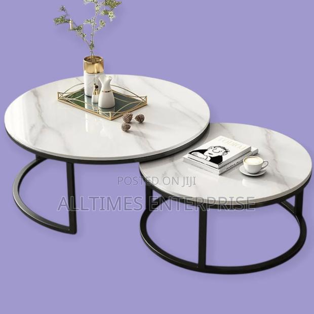 Modern Luxury 2in1 Pure Marble Nesting Tables With Black Stand