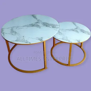 Marble Nesting Coffee Table (Glass Effect) White