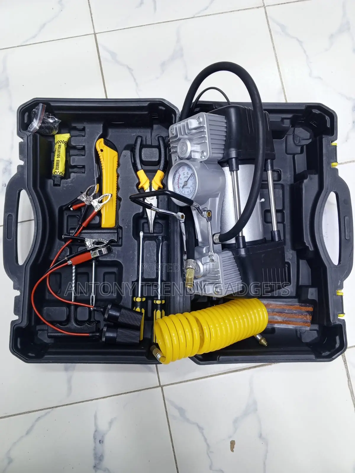 12v Car Air Compressor Tire Repair Tool Kit With Case