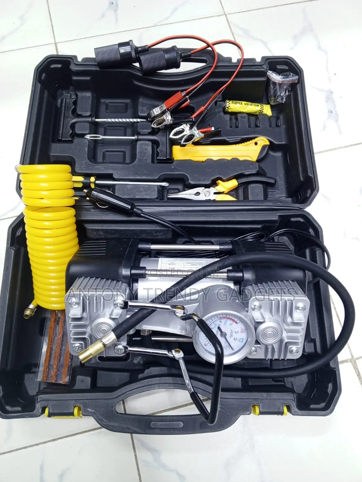 12v Portable Tire Pump Repair Kit Emergency Air Compressor