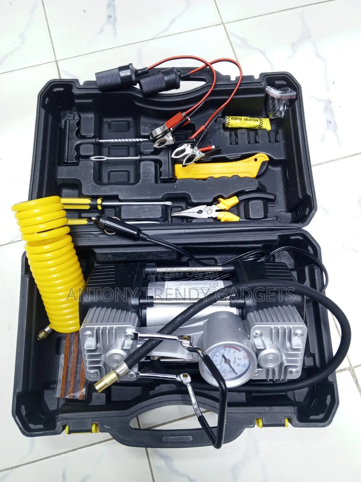 12v Portable Tire Pump Repair Kit Emergency Air Compressor
