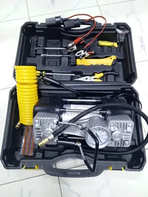12v Portable Tire Inflator Dual Cylinder Air Compressor Kit