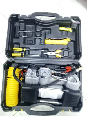 Double Cylinder Car Air Pump 150psi Tire Repair Tool Set